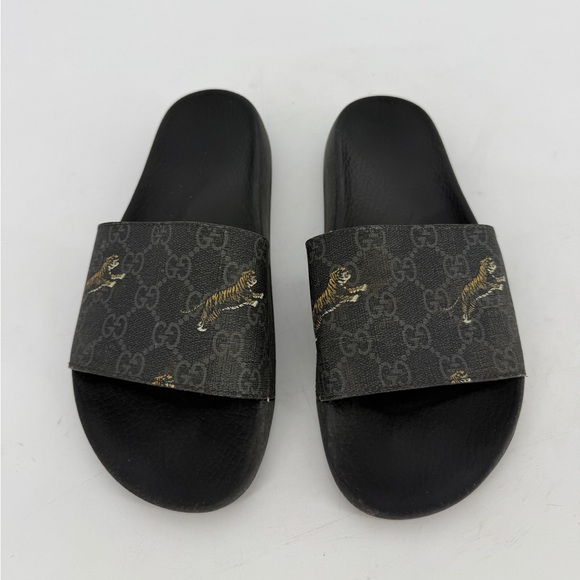 Gucci Other - Gucci GG Supreme Tiger Black Slides Sandals Mens Size 7